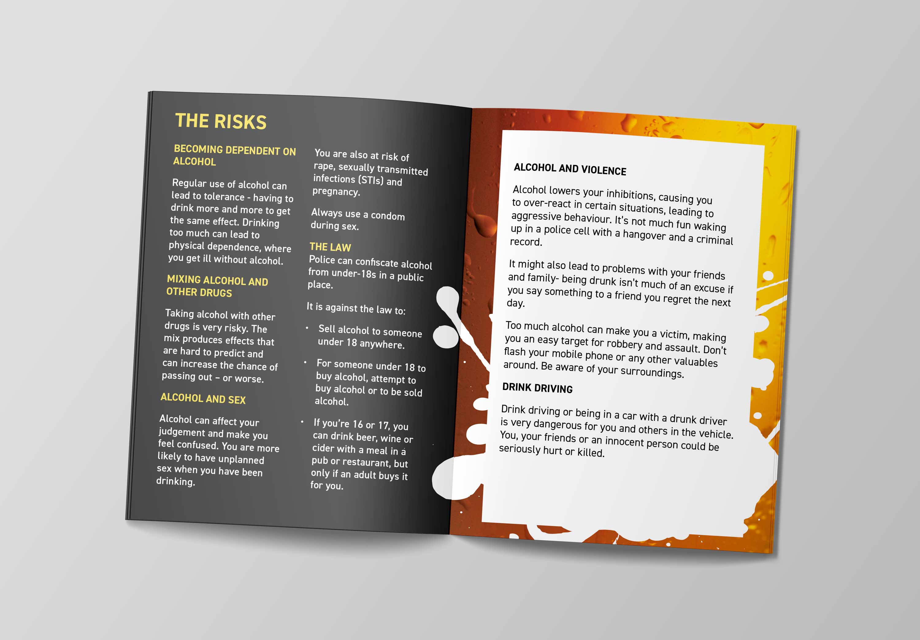 BOOZE: alcohol awareness booklet for young people new to drinking - alcohol risks section